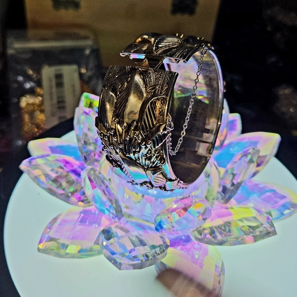 Vintage 1950's WHITING & DAVIS Floral Scroll hinged Bangle - Bracelet - Picture 3 of 6